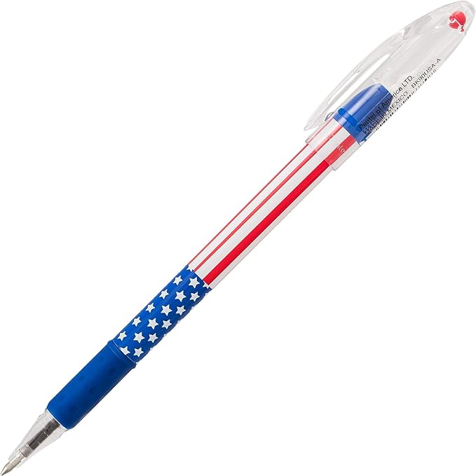 Pentel RSVP Ballpoint Pen, (0.7mm) Fine Line, Flag Barrel, Black Ink,(12 count)- Pack of 2