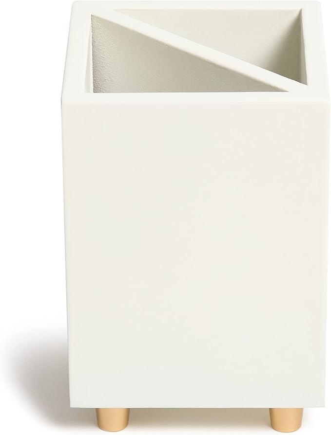 U Brands Juliet Pencil Cup, Office Organization Supplies, White and Gold, 1 Count