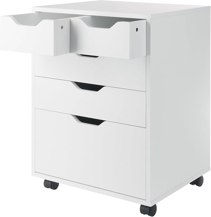 Winsome Halifax Bins & Drawers Mobile Cabinet, for Home Office, White