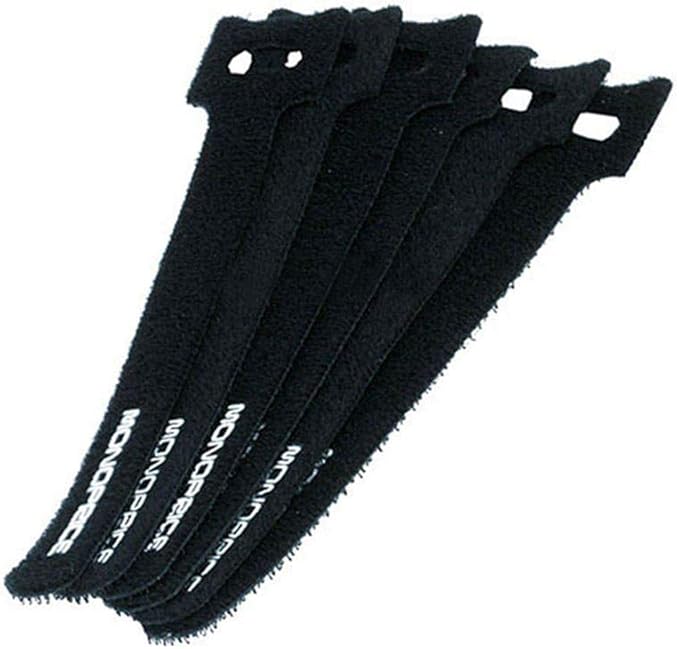 Monoprice Hook and Loop Fastening Cable Ties - 6 Inch, 50 Piece Bulk Pack, With Eye Hole For Hanging, Black