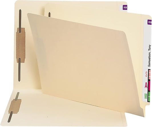 Smead Shelf-Master End Tab Fastener File Folders, 50 Count, Manila, Reinforced Straight-Cut Tabs, Letter Size (34114)