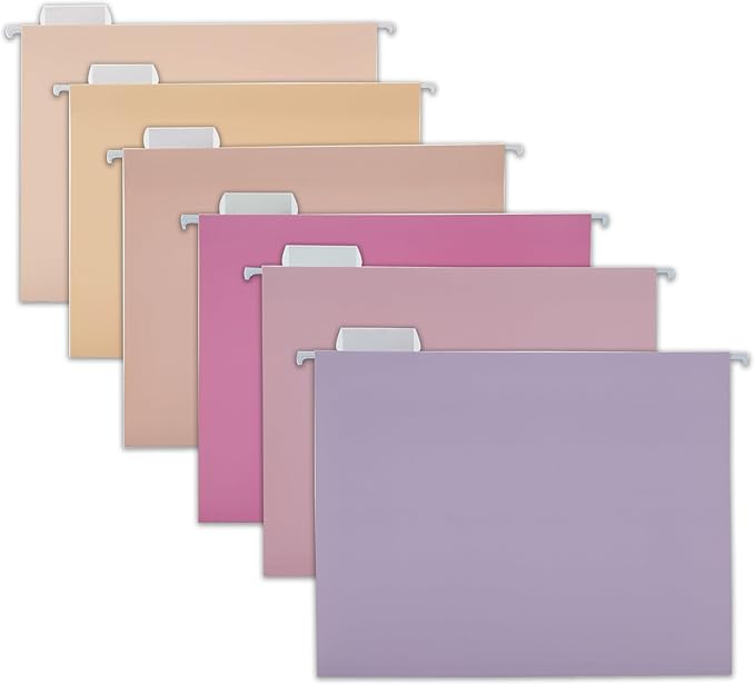 12 Pack Hanging Folder File Cabinet Organizer Letter Size 1/5 Cut Adjustable Label Decoration Home Office School Classroom, Macaron Color