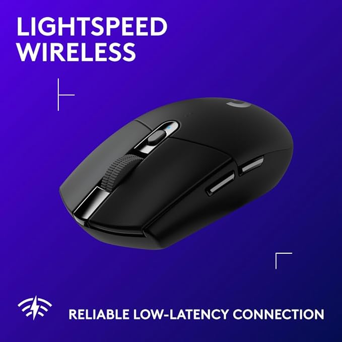 Logitech G305 Lightspeed Wireless Gaming Mouse, Hero 12K Sensor, 12,000 DPI, Lightweight, 6 Programmable Buttons, 250h Battery Life, On-Board Memory, PC/Mac - Black