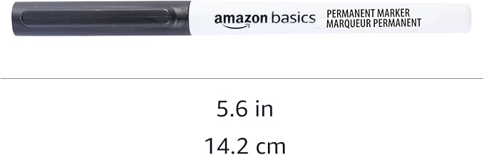 Amazon Basics Ultra Fine Point Permanent Markers for Drawing and Writing, Quick Drying, Fade Resistant, Black, 12-Pack