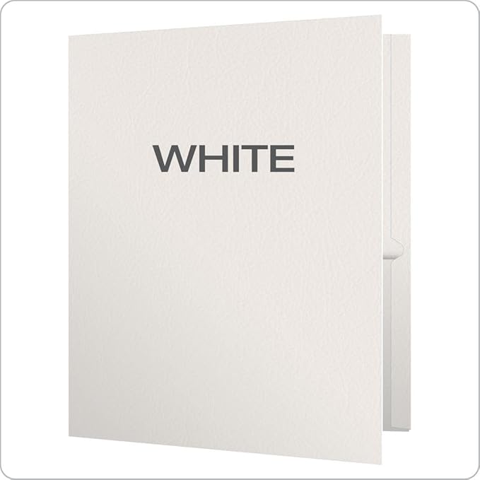 Oxford Twin-Pocket Folders,Textured Paper,Letter Size,White,Holds 100 Sheets,Box of 25 (57504EE),(Pack of 5)