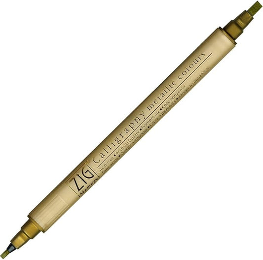 Kuretake Zig Memory System Twin Marker, Writer Metallic Colors, Gold (MS-8400-101)