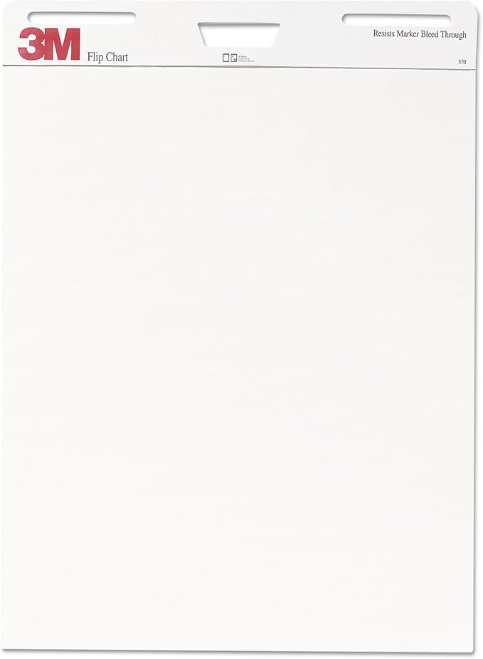 Post-it 3M 570 Flip Chart, 25 x 30-Inches, White, 40-Sheets/Pad