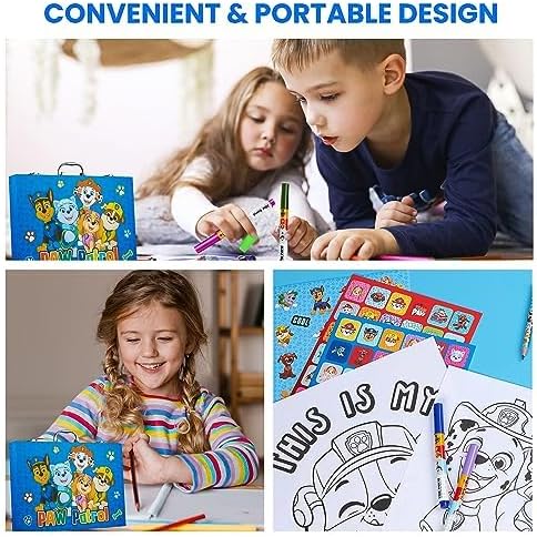Paw Patrol Colored Pencils Art Supplies Kids Drawing Kit School Supplies Painting Kit Girls Drawing Pencils Art Kit Travel Case with Crayons Arts and Crafts for Kids 4-12