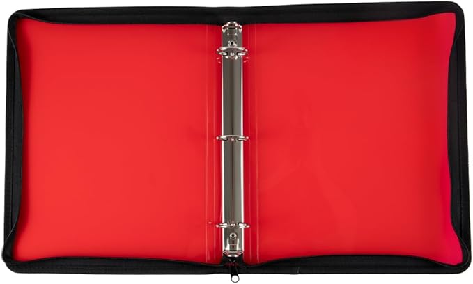 JAM PAPER Plastic Zipper 1.5 inch Binder - Red 3 Ring Binder - Sold Individually