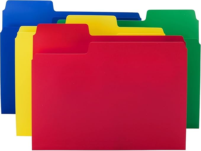 Smead Poly File Folders, SuperTab, 1/3-Cut Tabs, File Folders Letter Size, Assorted Primary Colors, Office Supplies, School Supplies, 24 Count (10516)
