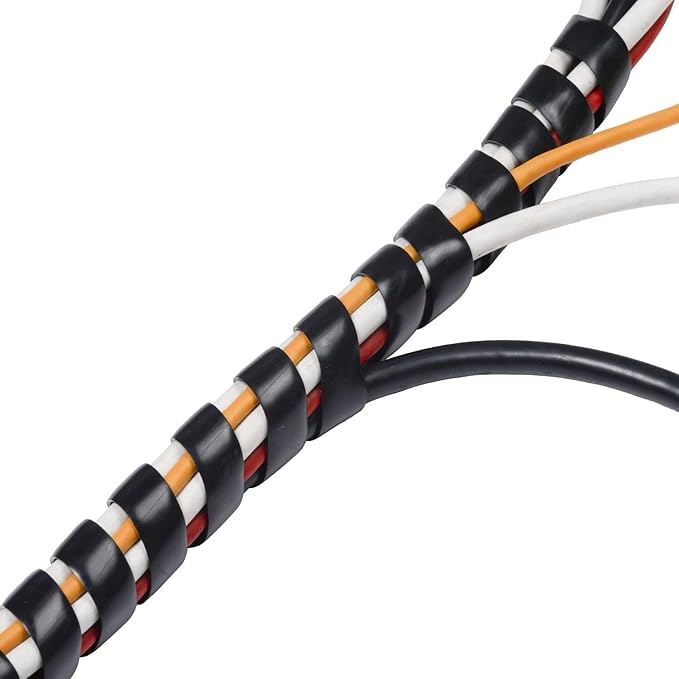 Spiral Cable Wrap - 25 Ft 3/8" Spiral Wire Wrap Cord Covers Bundle Sleeve Hose for Computer Electrical Wire Organizer (3/8 Inch-25Ft)