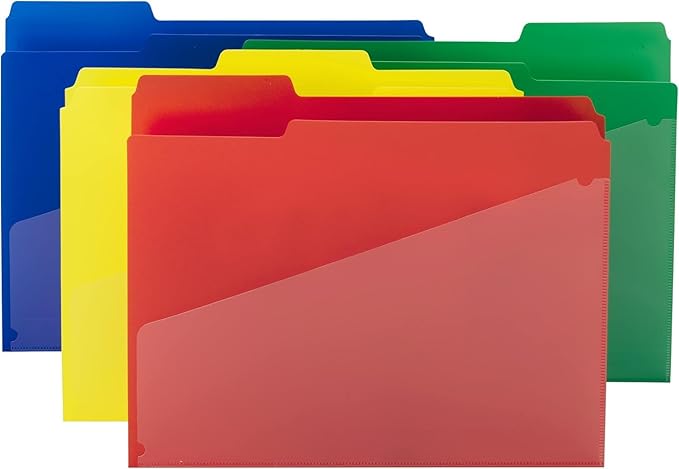 Smead Poly File Folders with Pockets, Folders for Documents, 1/3-Cut Tabs, File Folders Letter Size, Office Supplies, School Supplies, Set of 24 (10541)