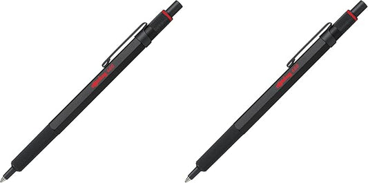 Rotring 600 Ballpoint Pen Medium Point Black Ink Black Barrel Refillable,(Pack of 2)