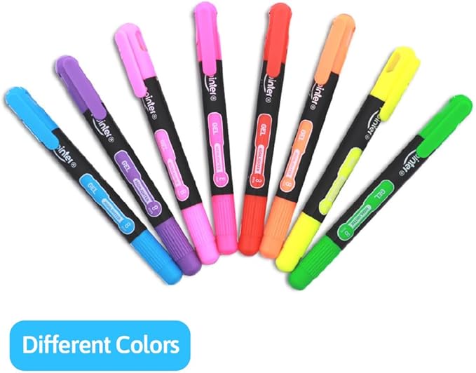 Pointer Gel Highlighters – Set of 8 Colors – No Bleed, Acid-Free, Retractable Design – School & Office Supplies for Notes, Journals & Bible Study