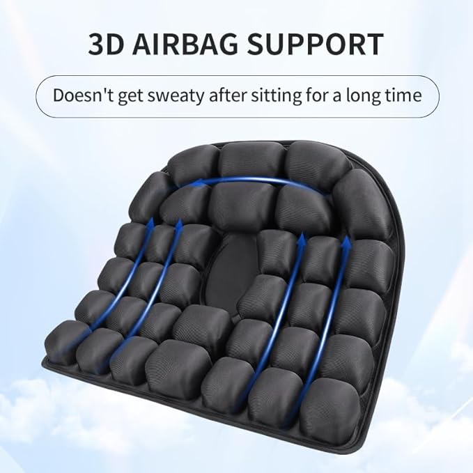 1Pcs 3D Air Inflatable Pressure Relief Cushion,Airplane seat Cushion for Long Flights,Press Type air Inflatable Wheelchair seat Cushion for Car,Office,Stadium,Ergonomic Comfort Support,Seat Cushio