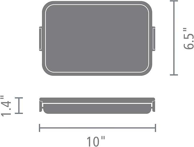 Brabantia Make & Take Flat Lunch Box (Dark Gray) Convenient Size for Bags, BPA-Free, Airtight Snap Locks, Microwave & Freezer Safe, Travel Meal Prep Container