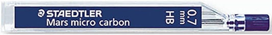 Staedtler Micro Mars Carbon Mechanical Pencil Leads, 0.7 mm, H, 60 mm x 12 (250 07 H)