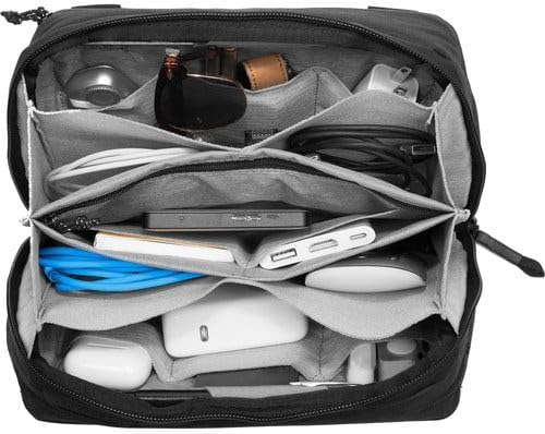 Peak Design Tech Pouch, Black, Electronics Organizer for Travel or Everyday Carry, Origami-Style Storage, Cable Pass-Through, Weatherproof Recycled Nylon, Gear Carry Bag for Men and Women