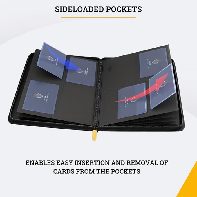 Card Guardian - Toploader 4 Pocket Premium Binder with Zipper for 160 Cards - Side Loaded Pockets - Compatible with Sports and Trading Cards TCG (Red)