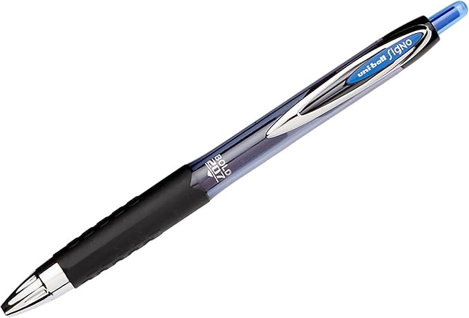 Uni-Ball Signo 207, 12 Pack 1.0mm Bold Blue Gel Pens - Water Resistant, Smooth Writing, Comfort Grip, Retractable - Back to School Pens, Teacher Pens, School Supplies