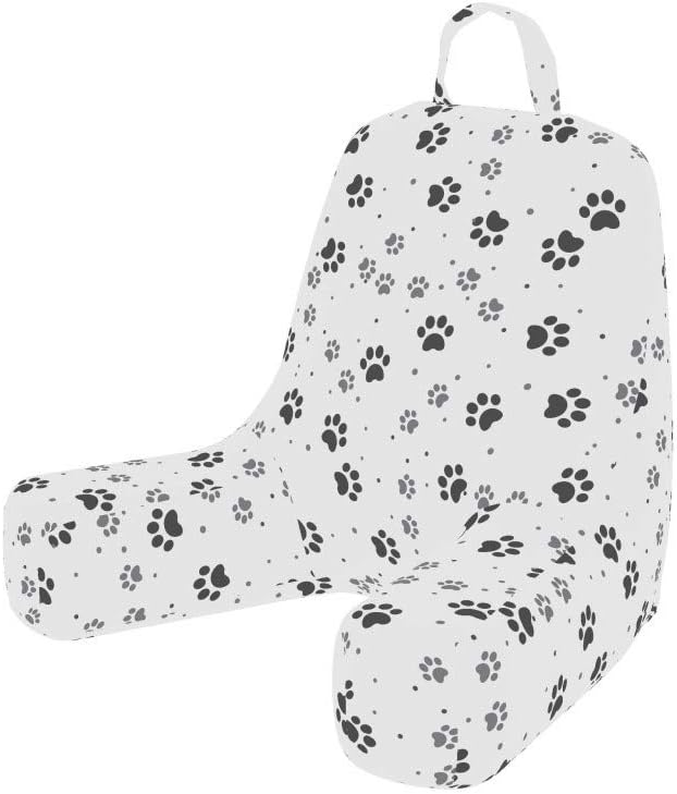 Ambesonne Paw Print Reading Pillow Cover, Repeating Greyscale Dog and Cat Feet Pattern with Irregular Dots, Unstuffed Printed Bed Rest Case from Soft Fabric, Small, Grey Charcoal Grey White