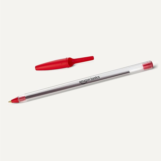 Amazon Basics Ballpoint Pens, Medium Point 1.0mm, Red Ink, 12-Pack