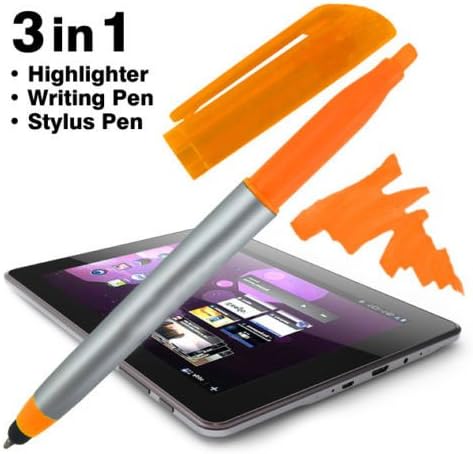 Stylus Ballpoint Pen With Highlighter Tips, 3-1 for Touchscreens, Writing and Highlighting, Bright Colors, Black Ink, Pack of 10