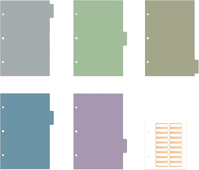 Ospelelf Mini Binder Dividers with Tabs，Durable Paper Dividers for 3 Ring Mini Small Binder，5 Tab(5.5" * 8.5")