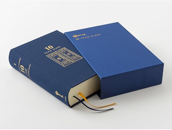 DESIGNPHIL Midori 12397006 Diary, 10 Years Consecutive Door, Navy Blue