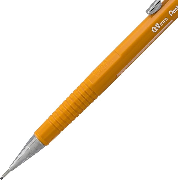 Pentel Sharp Mechanical Pencil 0.9mm With Lead & Eraser Refills, Yellow Barrel - Pack of 3