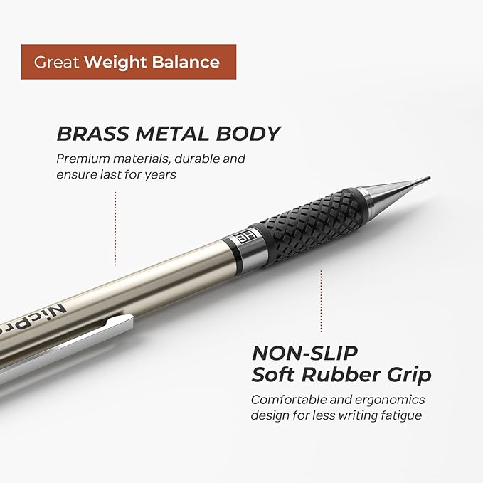 Nicpro 0.9 mm Art Mechanical Pencil Set in Storage Case, 3 PCS Metal Drafting Pencil Lead Pencil with 6 Tube HB Lead Refills, 3 Erasers, 9 PCS Eraser Refills for Artist Writing, Drawing, Sketching