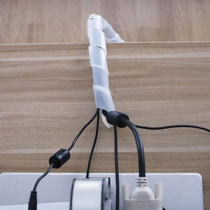 Spiral Cable Wrap - 45 Ft 5/16" Spiral Wire Wrap Cord Covers Bundle Sleeve Hose for Computer Electrical Wire Organizer-White (5/16 Inch-33Ft)