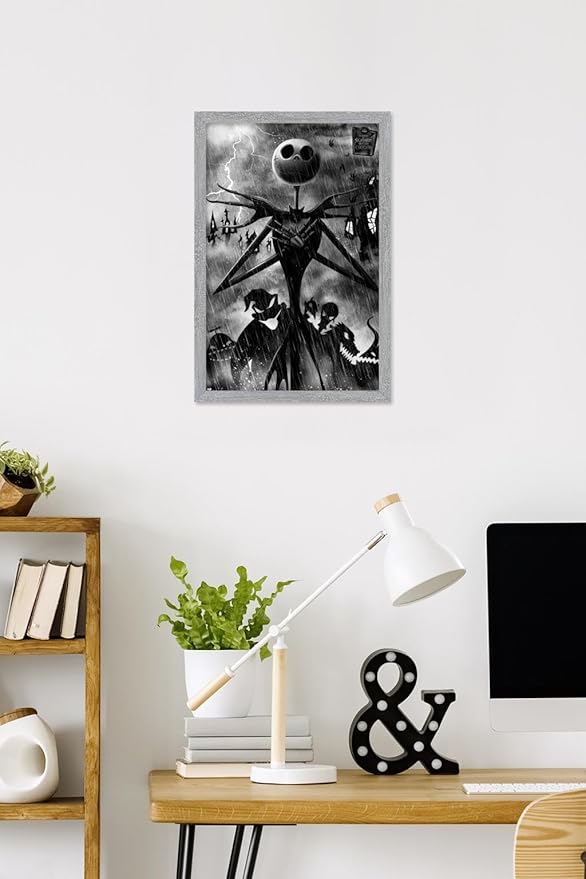 Disney Tim Burton's The Nightmare Before Christmas - Shadows Wall Poster, 22.4L" x 14.7W", Gray Framed Version