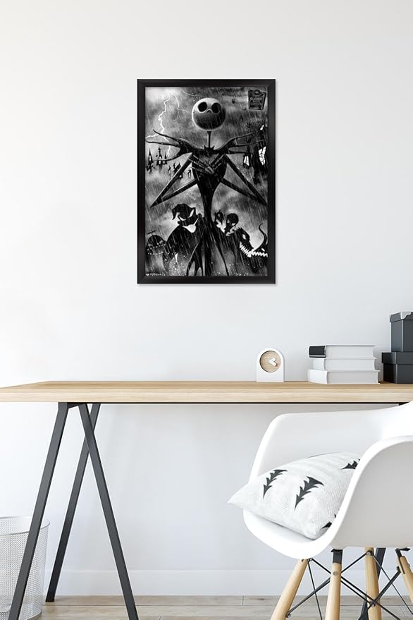 Trends International Disney Tim Burton's The Nightmare Before Christmas - Shadows Wall Poster, 22.4L x 14.7W, Black Framed Version