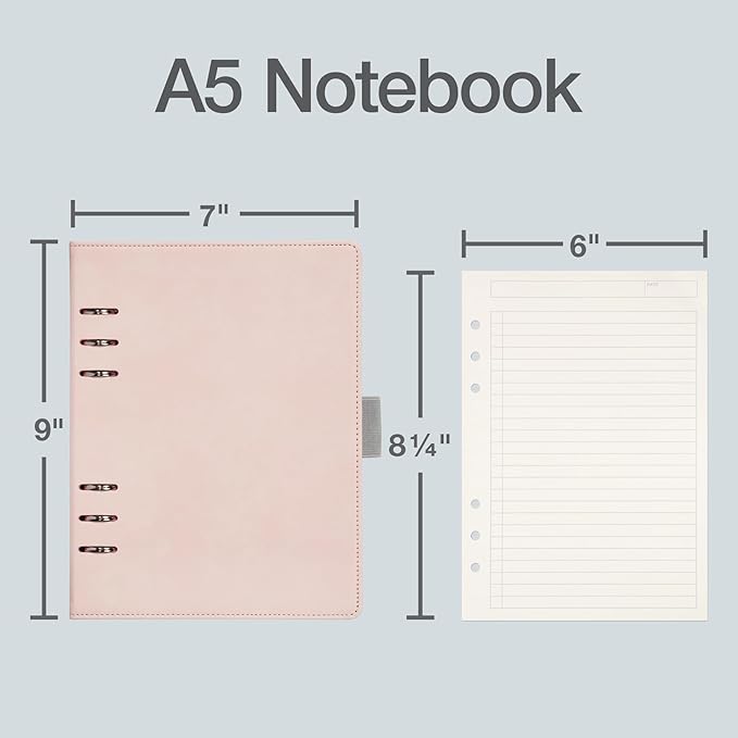 Oxford 6-Ring Professional Notebook, 7 x 9 Inch, Refillable Notebook, Writing Journal, Ivory Paper, 100 Sheets, Blush Pink Faux Leather Cover (90005)