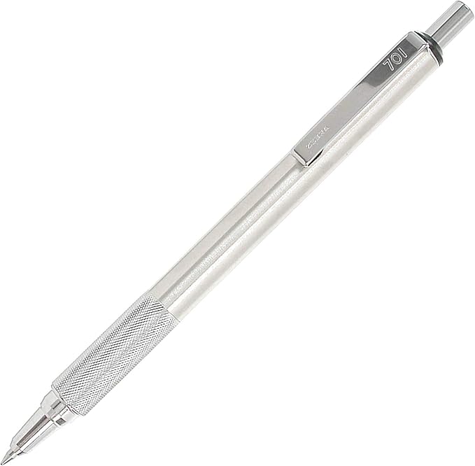 Zebra Pen F-701 Retractable Ballpoint Pen, 0.8mm Fine Point, Stainless Steel Barrel, Black Metal Pen with 2 Ink Refills (Pack of 2)