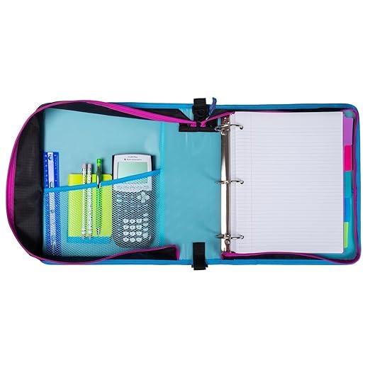 Case it 6 Pack Universal Monster Eye Zipper Binder with Removable Laptop Sleeve, 2-Inch O Rings, Shoulder Strap, LT-307-ME-C-MAG, Magenta