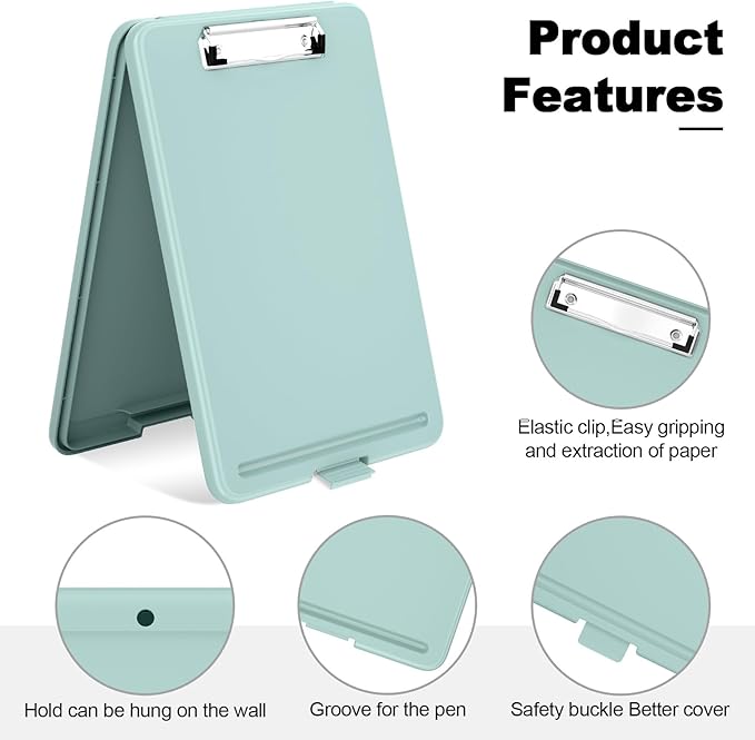 Hongri Clipboard with Storage, 8.5 x 11 Nursing Clip Board Foldable Storage for Nurses, Lawyers, Students, Classroom, Office, School, Size 13.4 x 9.4 X 0.9 in, Green