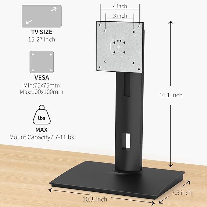 Vesa Monitor Stand with Spring-Adjustable Height, Swivel, Tilt, Rotation Vesa Stand, Compatible with Monitors Within 27 inch and Weighing Between 4.8-7.8lb (Black, Only for 4.8-7.8 lb Monitor)