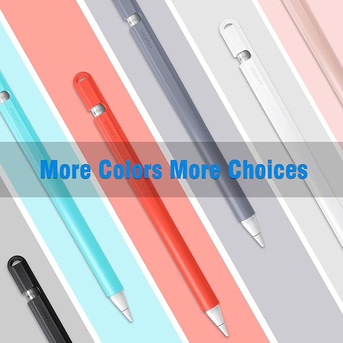 Fintie Silicone Sleeve Compatible with Apple Pencil 1st Generation, Ultra Light Pen Skin Case Cover Soft Protective Pencil Grip Holder with 2 Nib Covers & Cable Adapter Tether, Cyan Blue