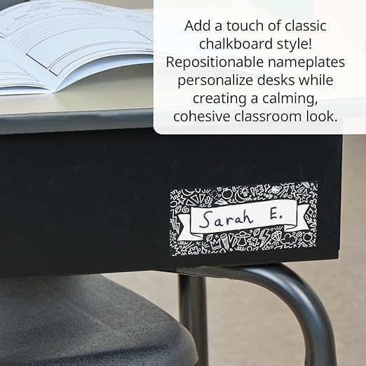Really Good Stuff EZ Stick Chalkboard-Style Nameplates - Set of 24