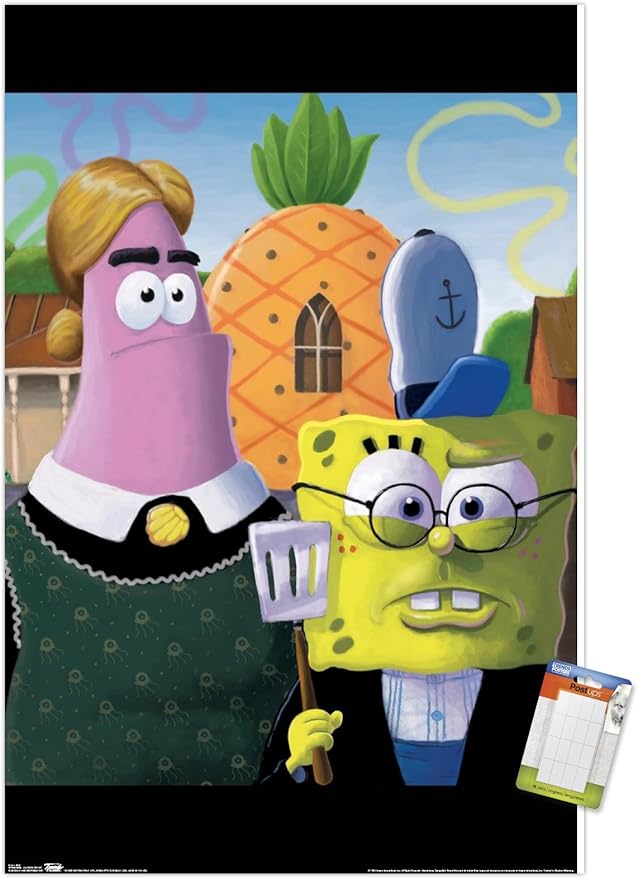 Trends International Nickelodeon Spongebob - American Gothic Wall Poster, 14.725" x 22.375", Premium Poster & Mount Bundle