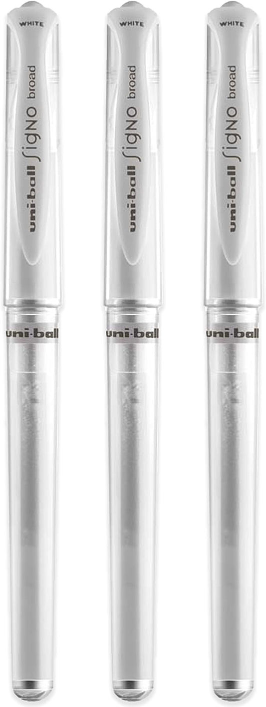 Uni-Ball UM 153 Signo Broad Point Gel Pen - White - Pack of 3