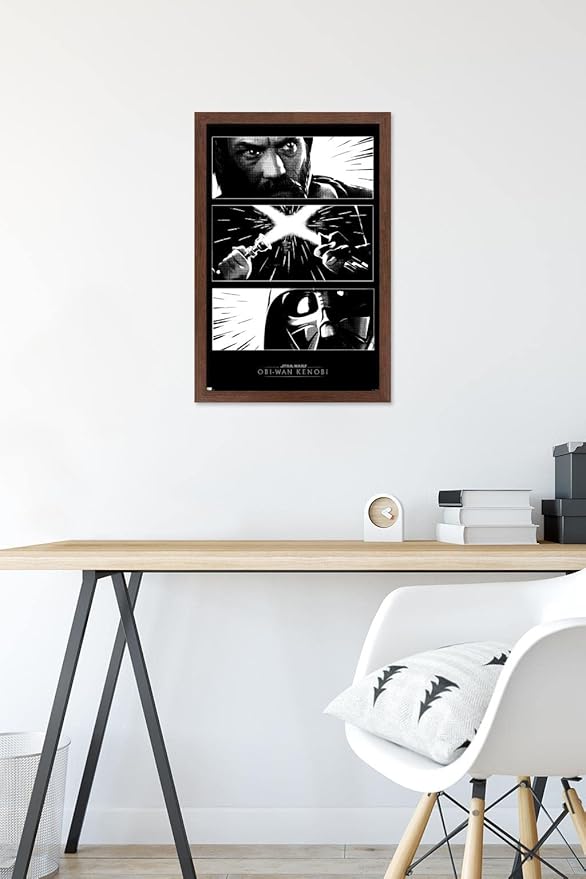 Trends International Star Wars: Obi-Wan Kenobi - Panels Wall Poster, 14.725" x 22.375", Mahogany Framed Version