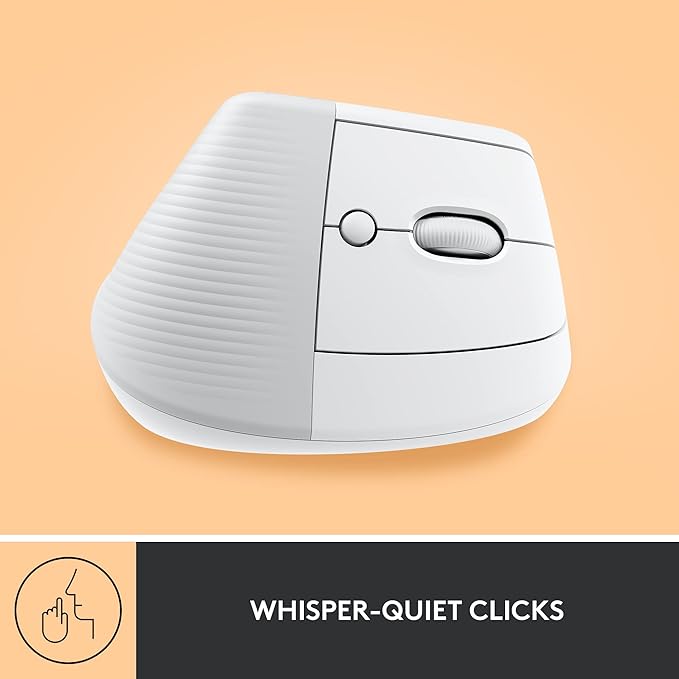Logitech Lift Vertical Ergonomic Mouse, Wireless, Bluetooth or Logi Bolt USB Receiver, Quiet clicks, 4 Buttons, Compatible with Windows/macOS/iPadOS, Laptop, PC - Off White (Renewed)