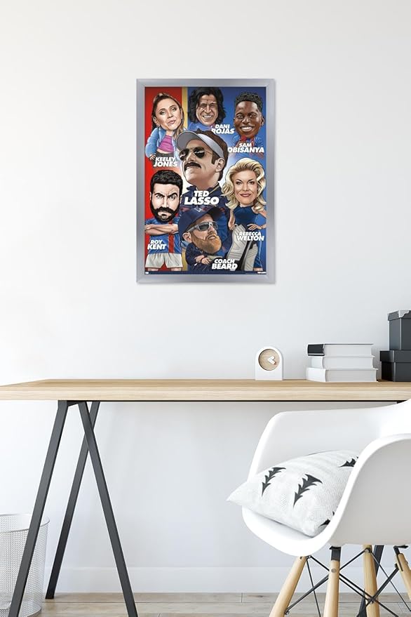 Ted Lasso - Character Grid Wall Poster, 22.4L" x 14.7W", Silver Framed Version