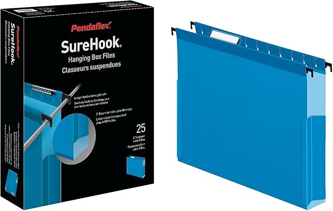 Oxford Pendaflex 59202 SureHook Reinforced Hanging Box Files, 2" Exp with Sides, Letter, Blue (Box of 25)