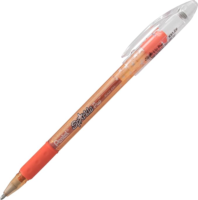 Pentel Sparkle Pop Metallic Gel Pen, (1.0mm) Bold Line, Orange/Yellow, Box of 12 Pens (K91-DF)