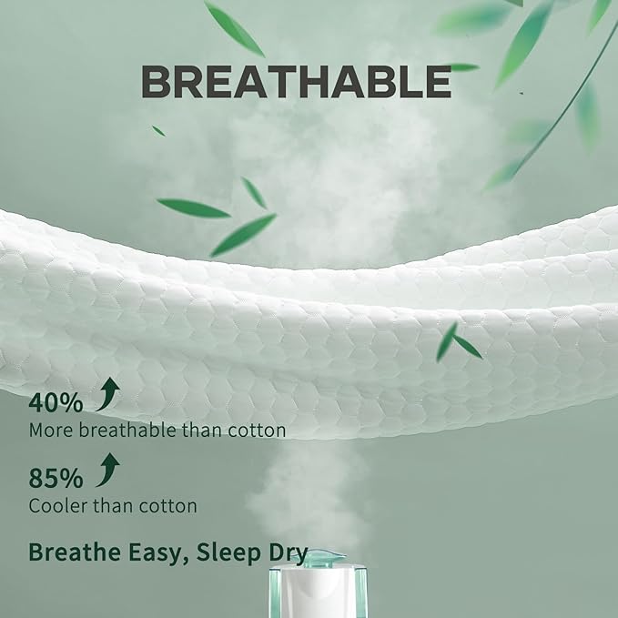 OhGeni 100% Waterproof Mattress Protector,Queen Size Mattress Soft Pad,Pet Hair & Bedwetting Resistant,Cooling Breathable Fitted Sheets,Washable Bed Cover,Non-Slip Deep Pocket,Noiseless for Bedroom