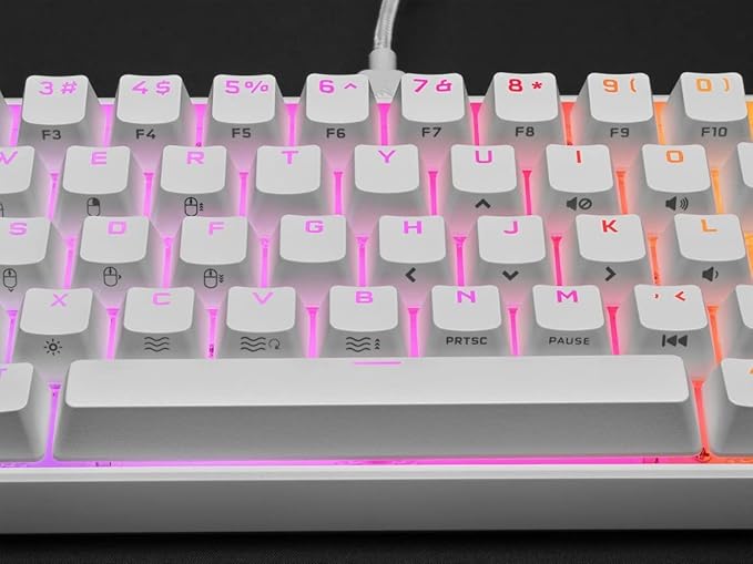 Corsair - K65 RGB Mini Wired 60% Mechanical, CH-9194114-NA, Cherry MX Speed Linear Switch Gaming Keyboard with PBT Double-Shot Keycaps - White (Renewed)